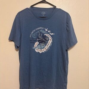 J. Crew Blue Short Sleeve Tee with Graphic Design